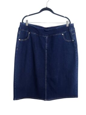 Alivia Ford Dark Wash Pull On Denim Pencil Skirt Size 18W